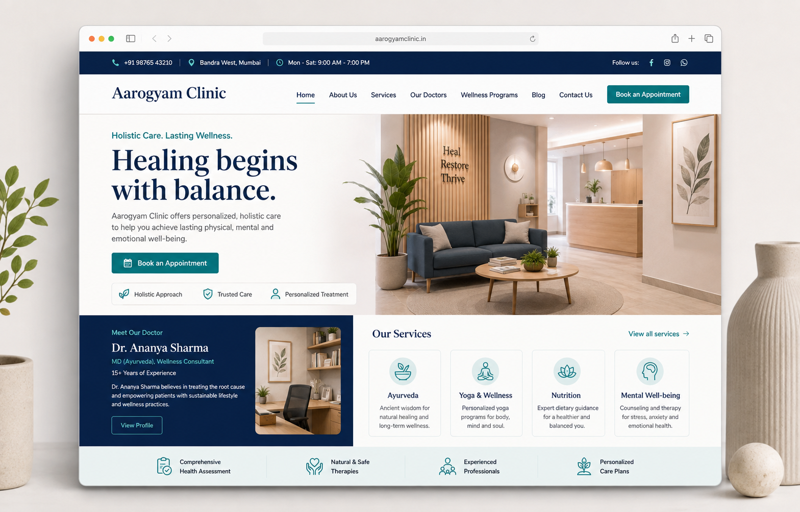 Demo website concept for a clinic and service business